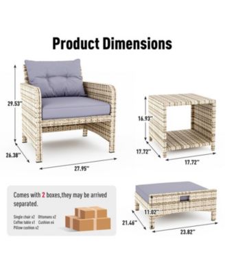 5-Piece Wicker Patio Conversation Set with Cushions