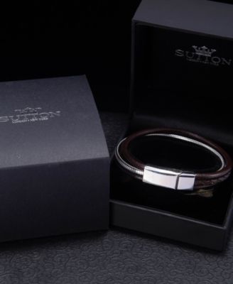 Stainless Steel Multi Leather and Chain Bracelet