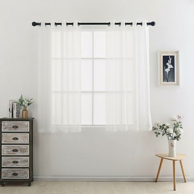 2 Piece Designer Sheer Voile Grommet Top Window Curtains