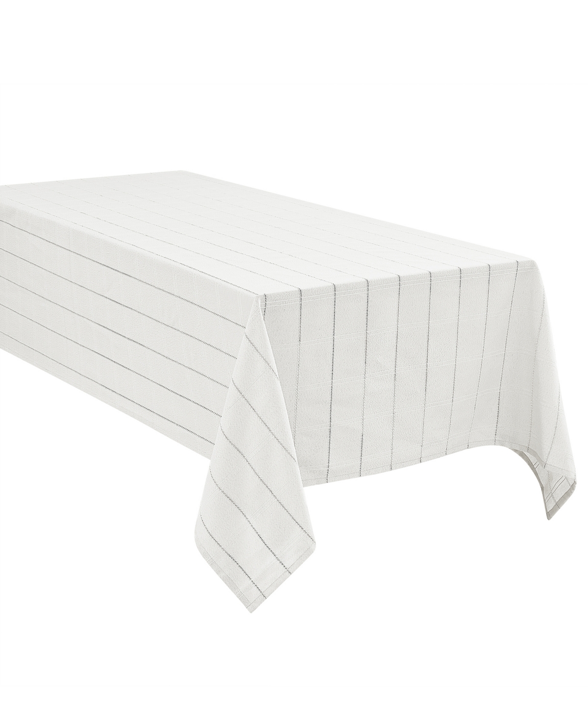 Izod Chadwick Lurex Tablecloth, 52" X 70" In White Silver