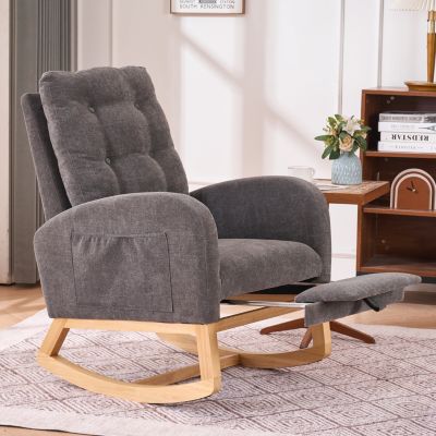 Plush Rocking Lounge Chair with Side Pocket for Relaxation and Support