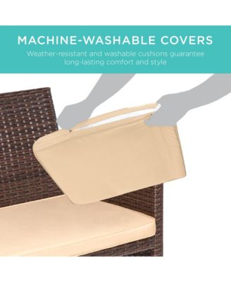 Best Choice Products 4-Piece Outdoor Wicker Patio Conversation Furniture Set w/ Table, Cushions