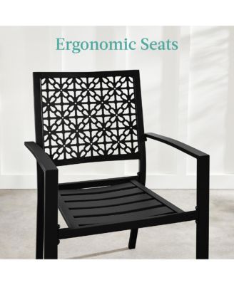 3-Piece Stackable Patio Bistro Set, Outdoor Chat Furniture w/ 2 Chairs, Table