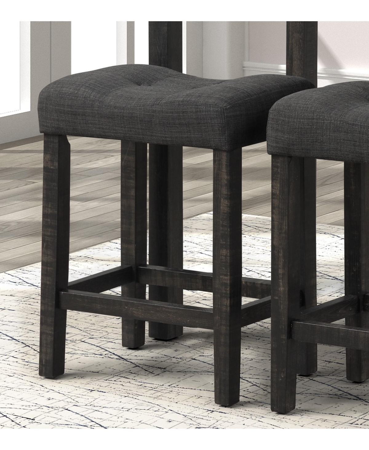 Streamdale Furniture Button Tufted Counter Height Saddle Stool, Set of 2, Gray