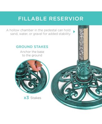 Outdoor Rustic Pedestal Bird Bath Accent for Garden, Yard w/ Fleur-de-Lis Accents