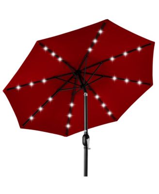 10Ft Solar LED Lighted Patio Umbrella with Tilt Adjustment and UV-Resistant Fabric