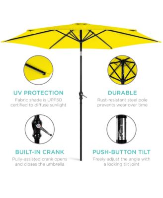 10ft Outdoor Steel Market Patio Umbrella w/ Crank, Tilt Push Button, 6 Ribs