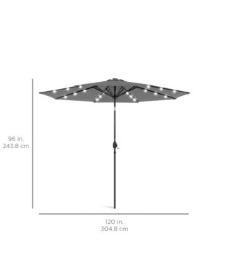 10Ft Solar LED Lighted Patio Umbrella with Tilt Adjustment and UV-Resistant Fabric