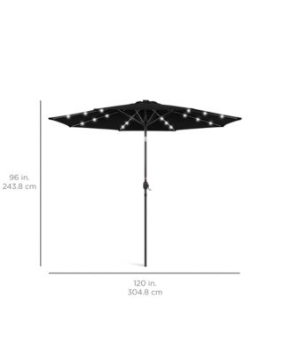10ft Solar LED Lighted Patio Umbrella w/ Tilt Adjustment, UV-Resistant Fabric