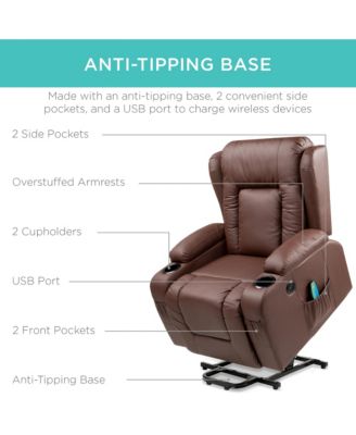  Standard Size  Faux Leather  Power Lift, Massage, Heat, USB Port, Cupholders  Recliner Chair