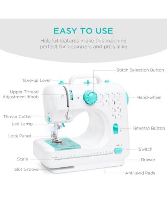 6V Portable Sewing Machine, 42-Piece Beginners Kit w/ 12 Stitch Patterns