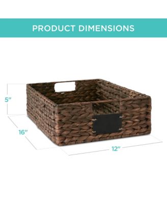Set of 4 16x12in Woven Water Hyacinth Pantry Baskets w/ Chalkboard Label, Chalk Marker