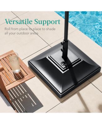 Mobile Umbrella Base, Fillable Heavy-Duty Market Stand w/4 Wheels, 2 Locks, 120lb Capacity