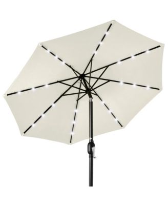 10Ft Solar LED Lighted Patio Umbrella with Tilt Adjustment and UV-Resistant Fabric