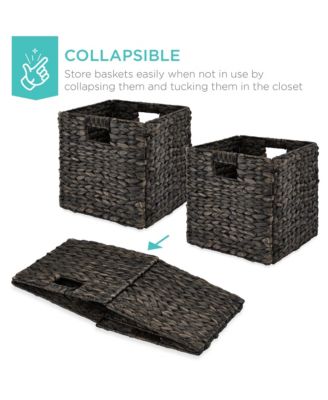 13x13in Hyacinth Storage Baskets, Set of 5 Multipurpose Collapsible Organizers