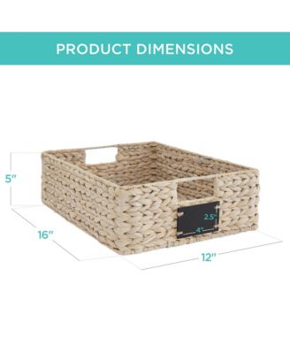 Set of 4 16x12-Inch Woven Water Hyacinth Pantry Baskets with Chalkboard Label and Chalk Marker