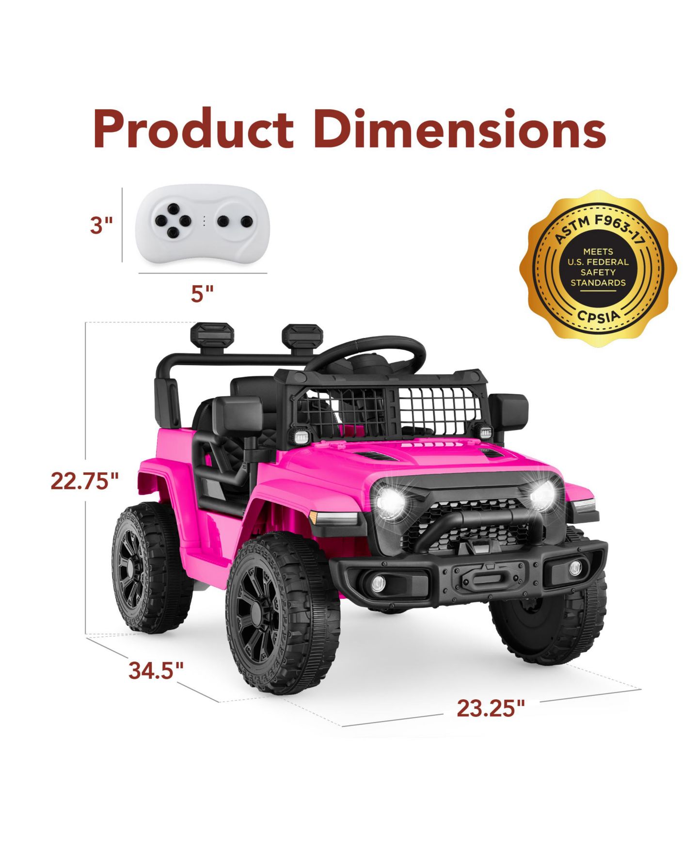 Детская игрушка Best Choice Products 6V Kids Ride-On Truck with Parent Remote Control and 4-Wheel Suspension, 44 lbs. Weight Capacity, Ages 3-5, цвет: Розовый — фото 4