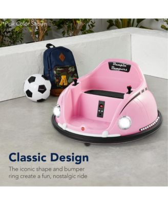 6V Kids Ride On Bumper Car Toy w/ Remote Control, Harness, Lights, 360 Degree Spin