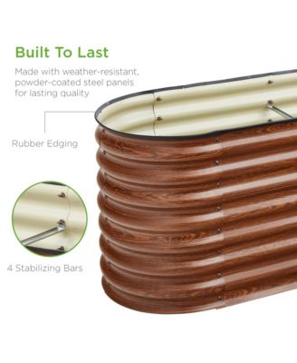 8x2x2ft Metal Raised Garden Bed, Oval Outdoor Planter Box w/ 4 Support Bars