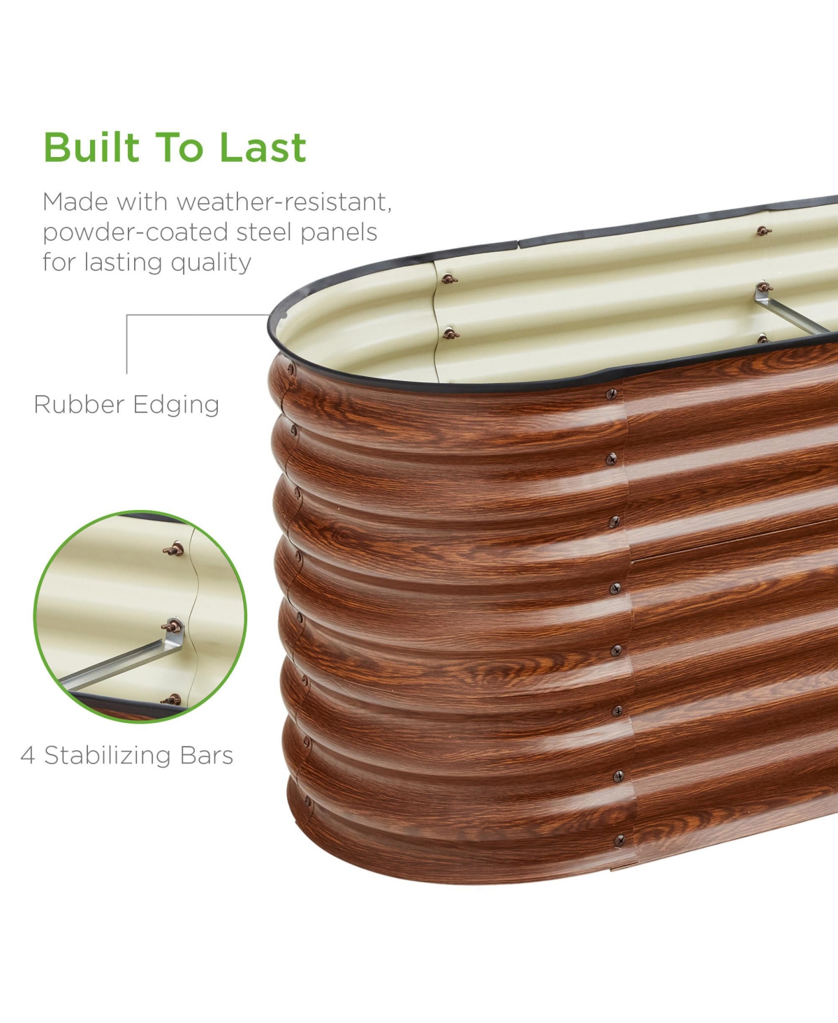 Best Choice Products 8x2x2ft Metal Raised Garden Bed, Oval Outdoor Planter Box w/ 4 Support Bars