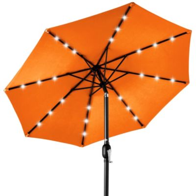 10Ft Solar LED Lighted Patio Umbrella with Tilt Adjustment and UV-Resistant Fabric