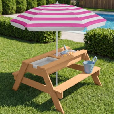 Kids 3-in-1 Outdoor Convertible Activity Sand and Water Picnic Table w/ Umbrella