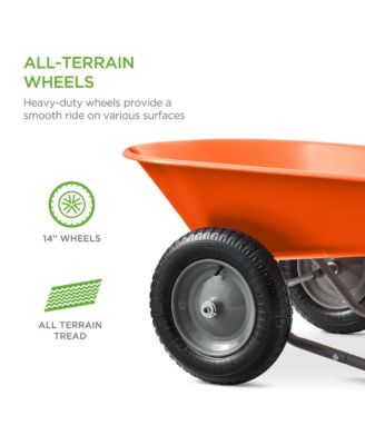 Dual-Wheel Home Wheelbarrow Yard Garden Cart for Lawn, Construction