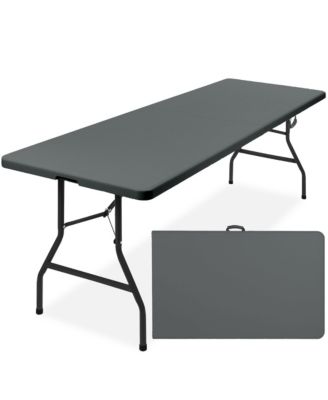 8ft Plastic Folding Table, Indoor Outdoor Heavy Duty Portable w/ Handle, Lock for Picnic