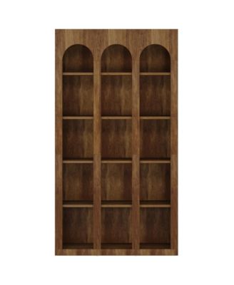 5-Tier Farmhouse Tall Bookshelf, 70.87-Inch Rustic Wood Bookcase with Open Shelves, Large Mid Century Modern Book Shelf
