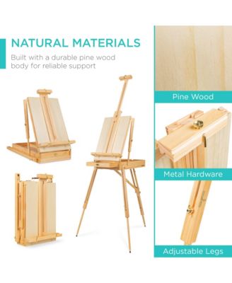 French Easel, 32pc Beginners Kit Portable Wooden Adjustable Tripod  w/ Paint Supplies