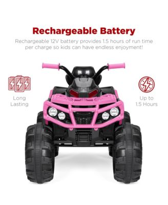 12V Kids Ride-On ATV Quad w/ Bluetooth, 3.7mph Max, Treaded Tires, LED Lights, Radio