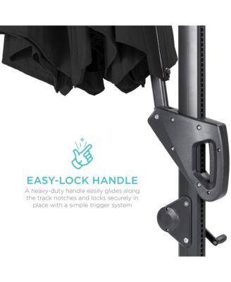 10ft 360-Degree Solar LED Lit Cantilever Patio Umbrella, Outdoor Hanging Shade