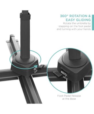 10ft 360-Degree Solar LED Lit Cantilever Patio Umbrella, Outdoor Hanging Shade