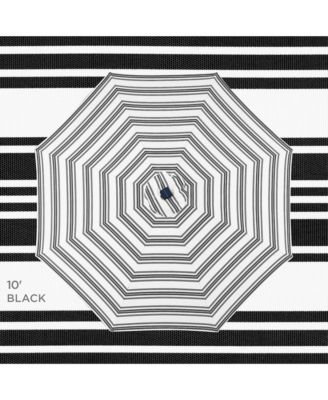 10ft Solar LED Lighted Striped Patio Umbrella w/ Crank, Tilt, Push Button, 6 Ribs