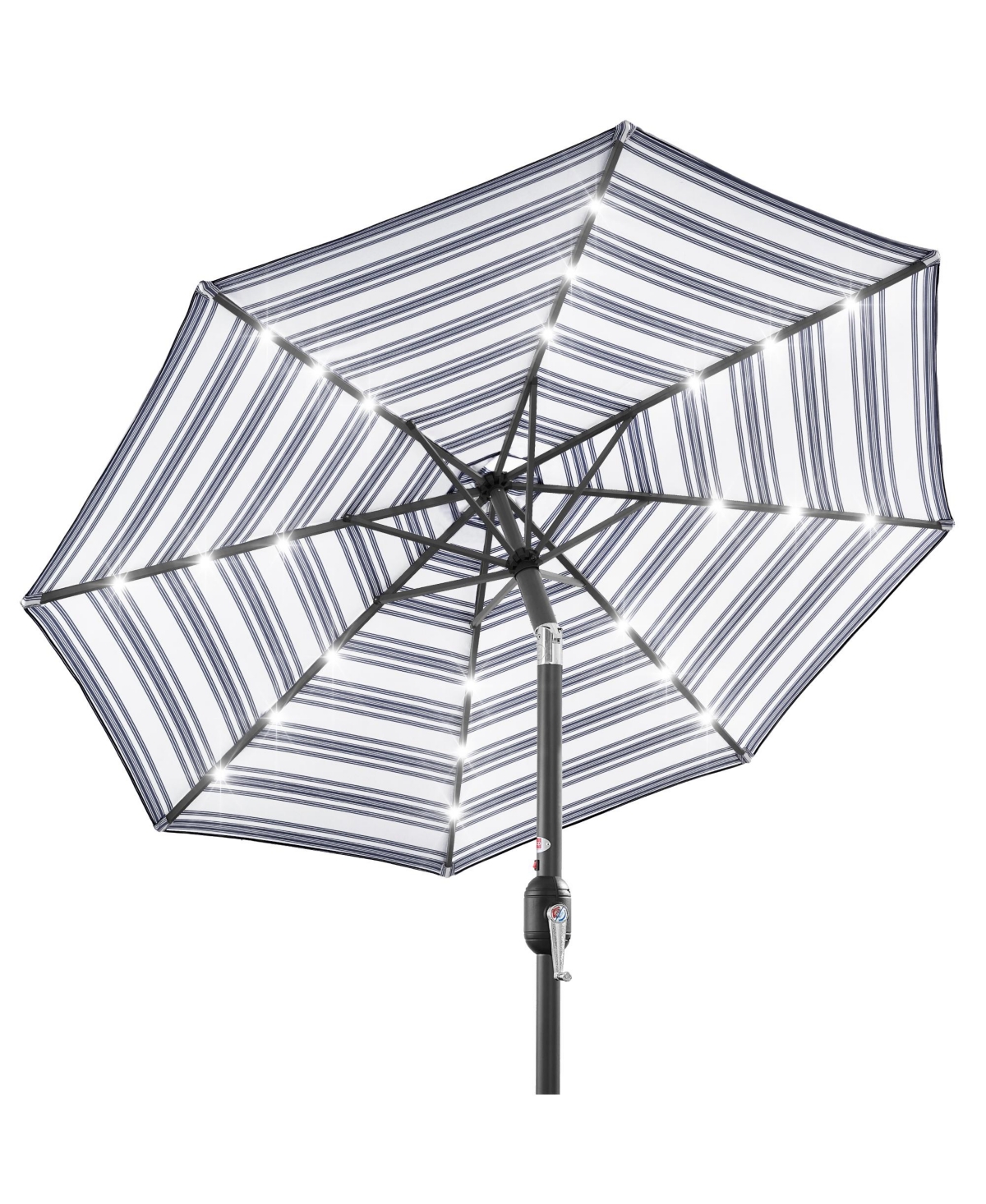 Best Choice Products Solar Led Lighted Striped Patio Umbrella w/ Crank, Tilt, Push Button, 6 Ribs