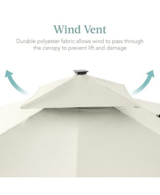 10x10ft 2-Tier Square Outdoor Solar LED Cantilever Patio Umbrella w/ Base Included