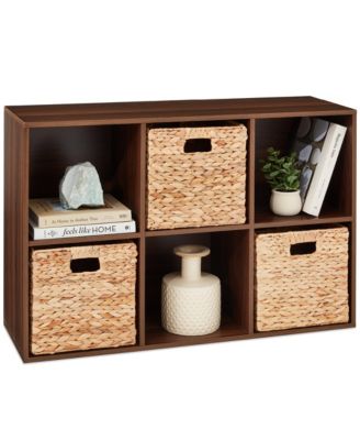 6-Cube Bookshelf, 11in Display Storage System, Organizer w/ Removable Back Panels