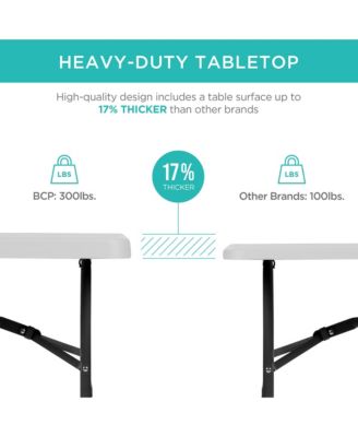 6ft Plastic Folding Table, Indoor Outdoor Heavy Duty Portable w/ Handle, Lock