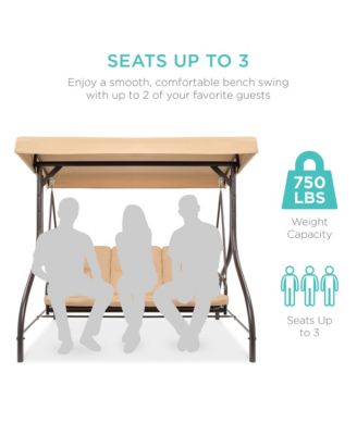 3-Seat Outdoor Converting Canopy Swing Glider Patio Hammock w/ Removable Cushions