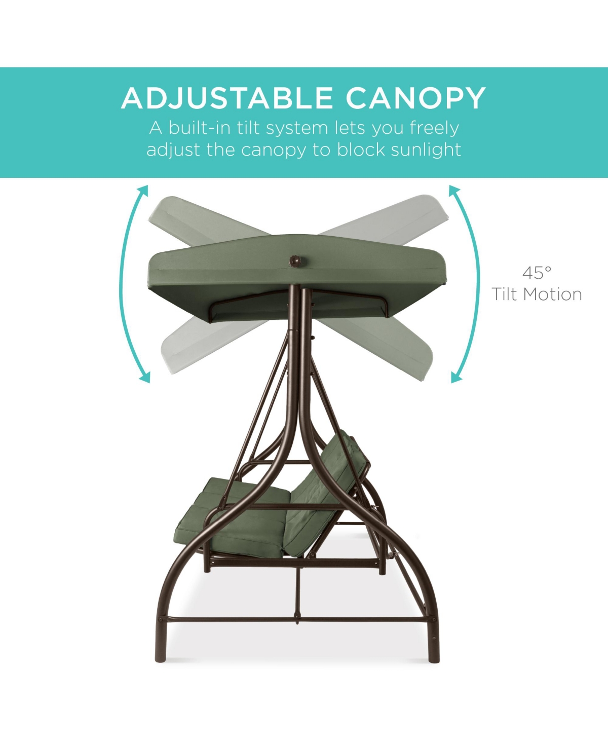 Best Choice Products 3-Seat Outdoor Converting Canopy Swing Glider Patio Hammock w/ Removable Cushions