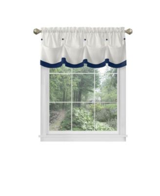 Country Farmhouse Living Solid Colored Button Tuck Window Valance - 56in W x 14in L, Linen