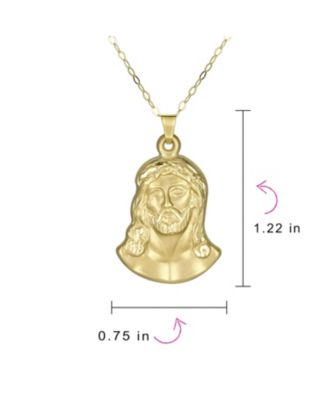 Matte Shiny Yellow 14K Gold Religious Metal Protection Medallion Face of Jesus Christ Head Pendant Necklace NO Chain