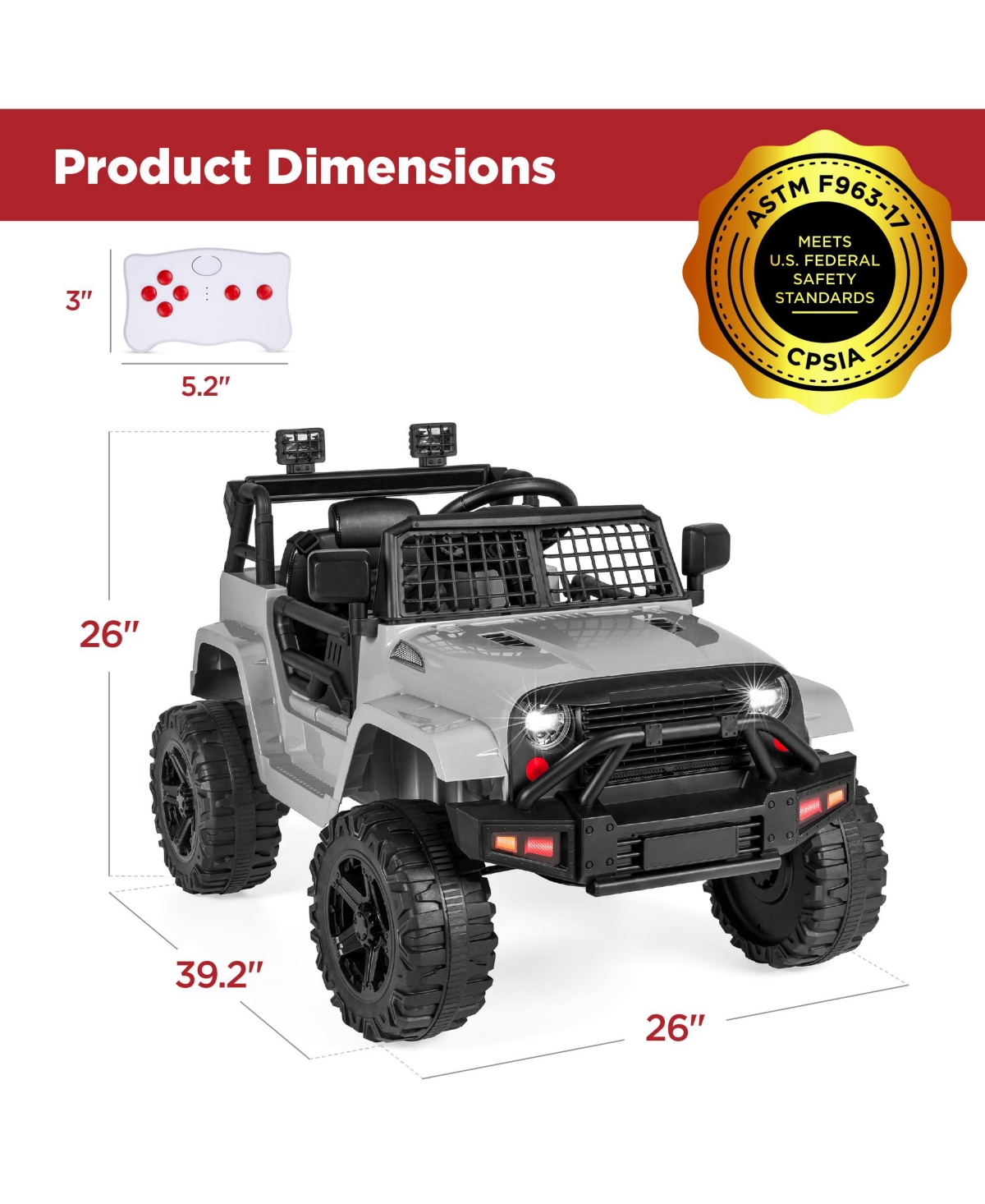 Best Choice Products 12V Kids Ride On Truck Car w/ Parent Remote Control, Spring Suspension, Led Lights