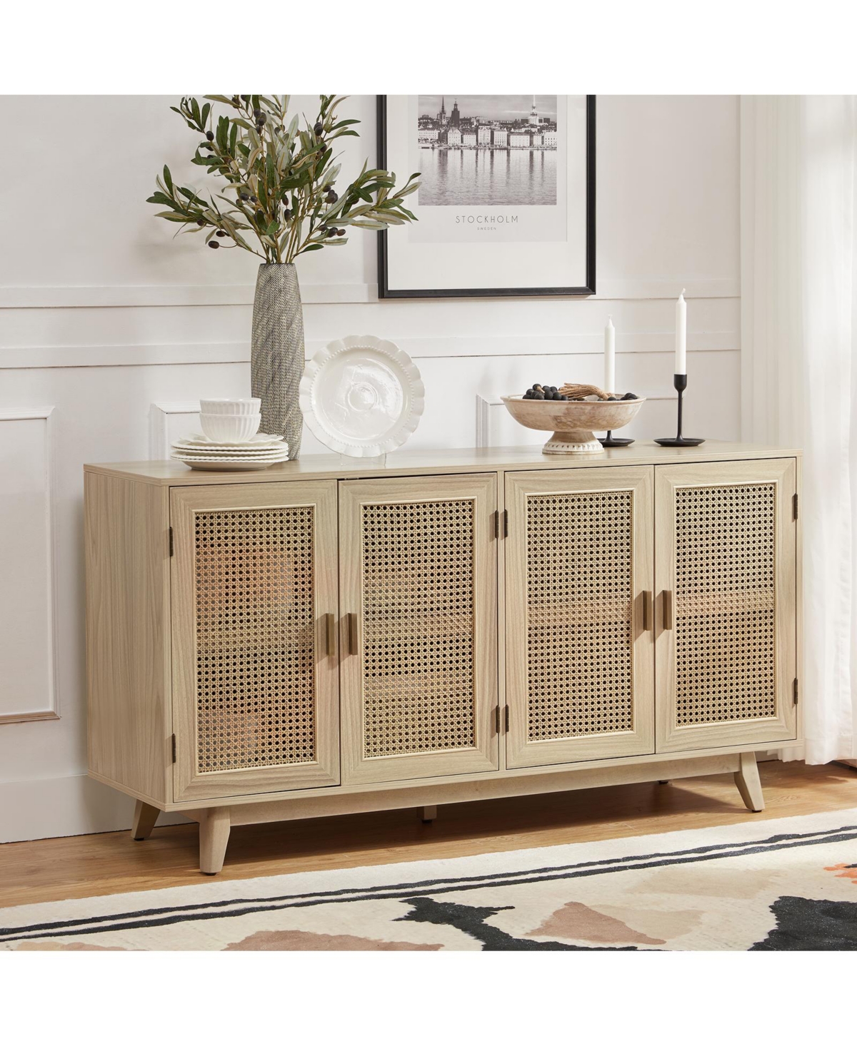 Hulala Home Byblis Rattan Tv Stand for TVs up to 65"