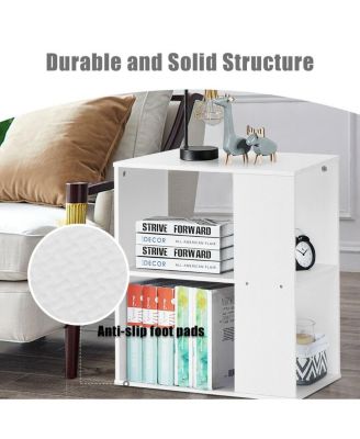 2-Tier Side Sofa End Table Bedside Nightstand Table Brown Home