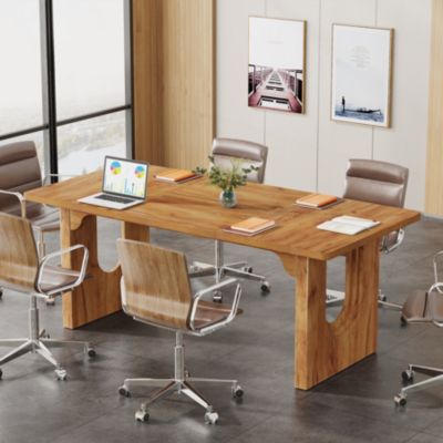 Modern Executive Desk, 70.9" Large Office Computer Desk, Conference Table Meeting Room Table,  Brown