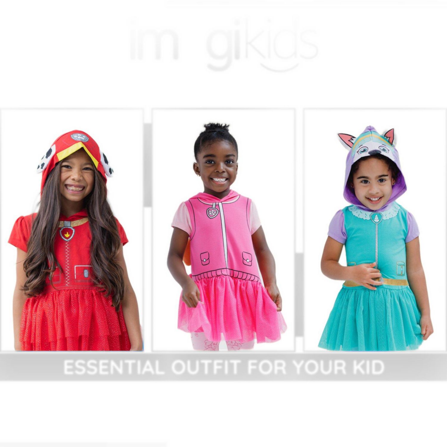 Little Girls (6-8) Hooded Cosplay T-Shirt Dress and Leggings Outfit Set