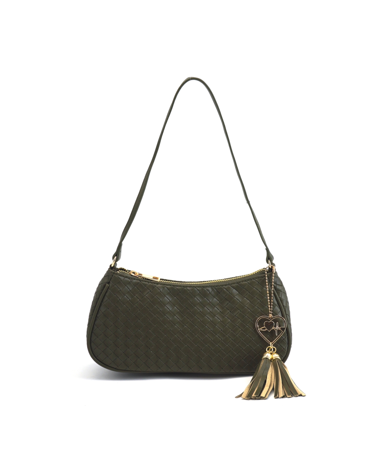 Like Dreams Ash Heart Tassel Woven Shoulder Bag