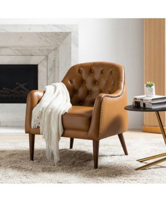 Classic Melisa 28.5" Wide Genuine Leather Barrel chair