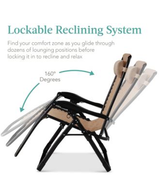 Oversized Zero Gravity Chair, Folding Recliner w/ Removable Cushion, Side Tray